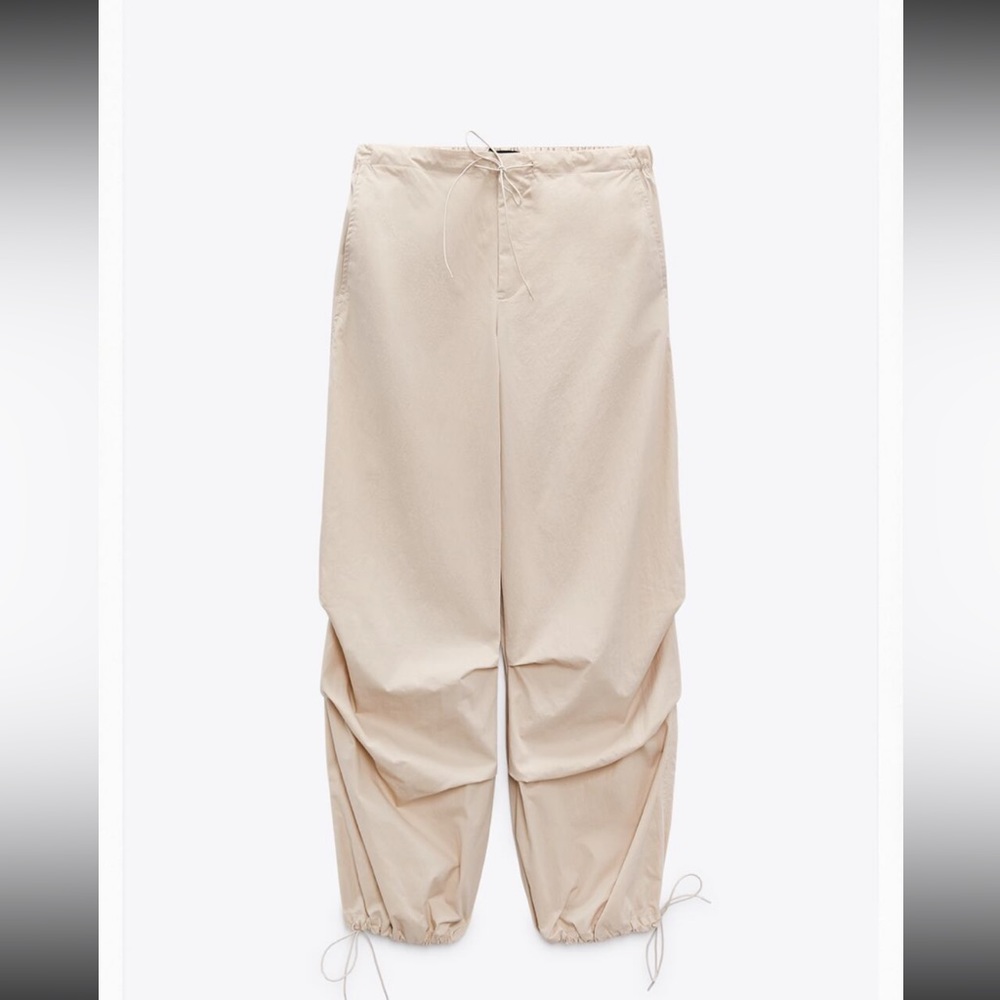 Zara parachute pants sand xs
